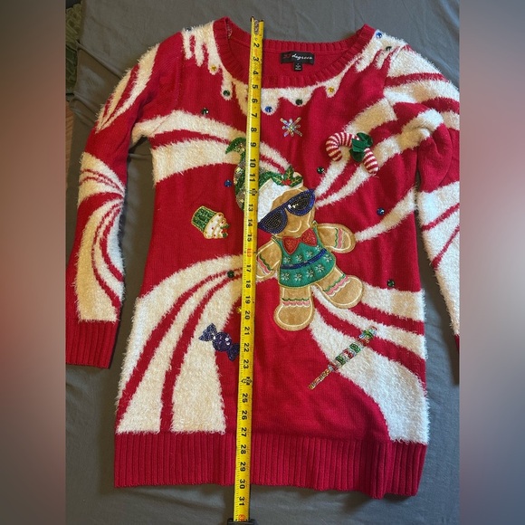 32 Degrees Red and White Crew Neck Sweater with Festive Design Christmas - Picture 7 of 8